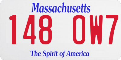 MA license plate 148OW7