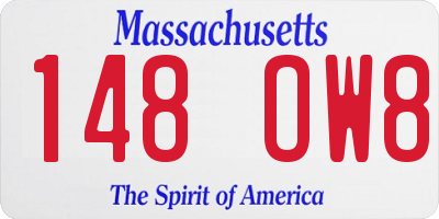 MA license plate 148OW8