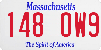 MA license plate 148OW9