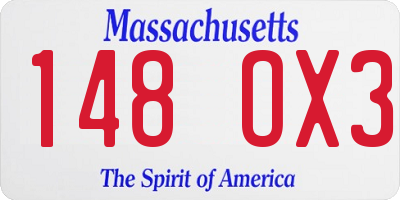 MA license plate 148OX3