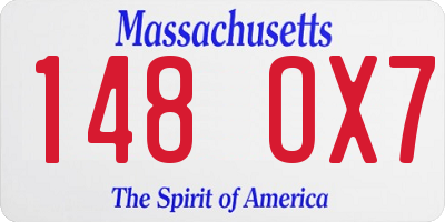 MA license plate 148OX7
