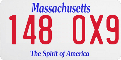MA license plate 148OX9
