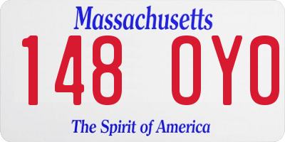 MA license plate 148OY0