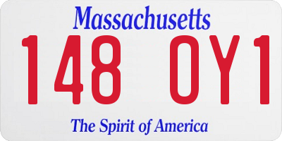 MA license plate 148OY1