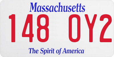 MA license plate 148OY2
