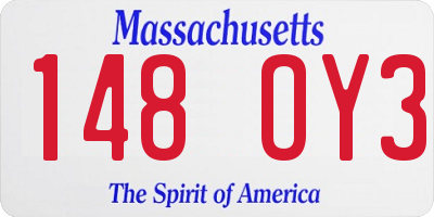 MA license plate 148OY3