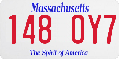MA license plate 148OY7