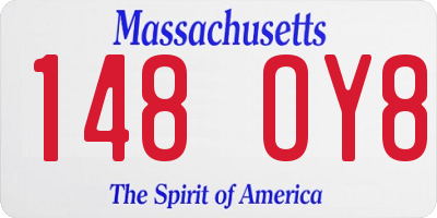 MA license plate 148OY8