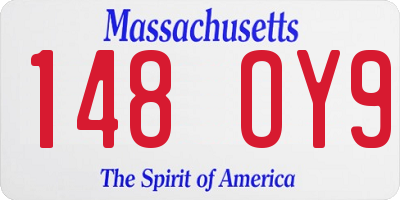 MA license plate 148OY9