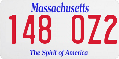 MA license plate 148OZ2