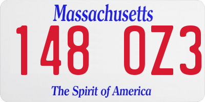 MA license plate 148OZ3