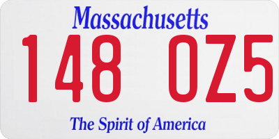 MA license plate 148OZ5