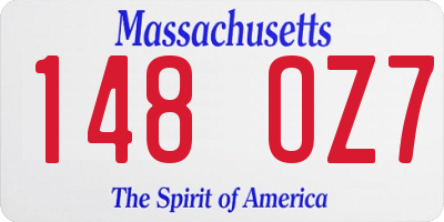 MA license plate 148OZ7