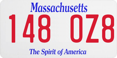 MA license plate 148OZ8