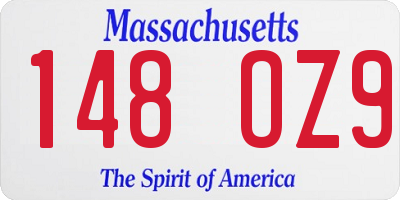 MA license plate 148OZ9
