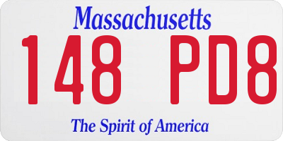 MA license plate 148PD8