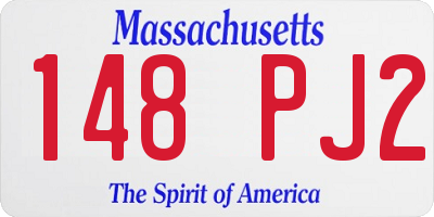 MA license plate 148PJ2