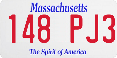MA license plate 148PJ3