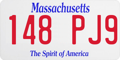 MA license plate 148PJ9