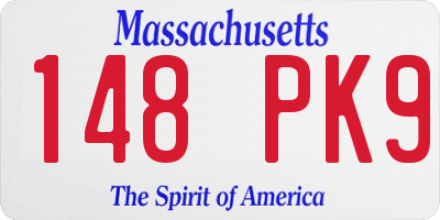 MA license plate 148PK9