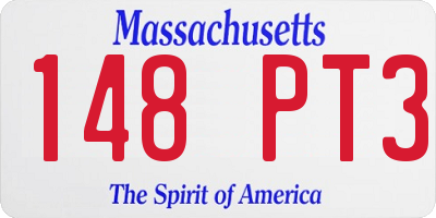 MA license plate 148PT3