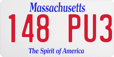 MA license plate 148PU3