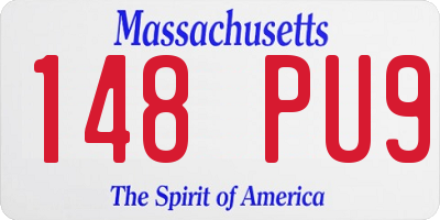 MA license plate 148PU9
