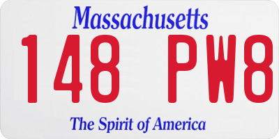 MA license plate 148PW8