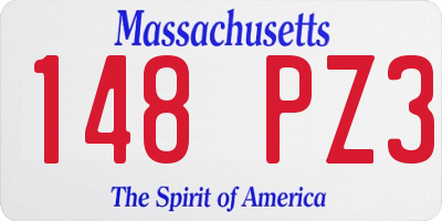 MA license plate 148PZ3