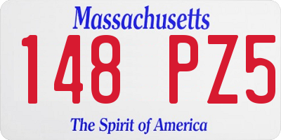 MA license plate 148PZ5