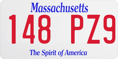 MA license plate 148PZ9