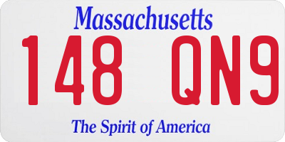 MA license plate 148QN9