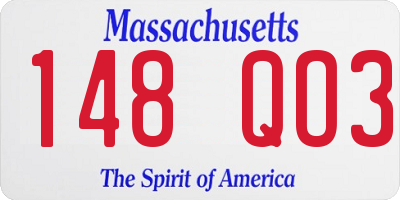 MA license plate 148QO3