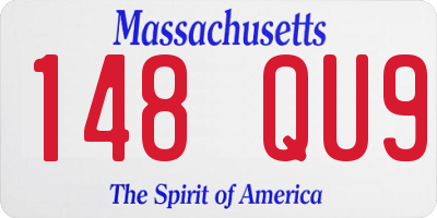 MA license plate 148QU9