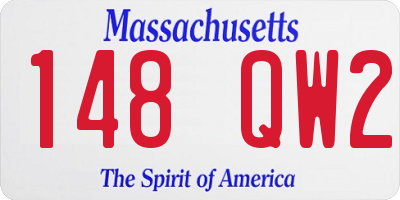 MA license plate 148QW2