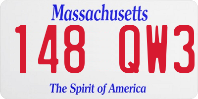 MA license plate 148QW3