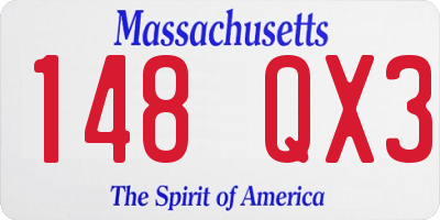 MA license plate 148QX3