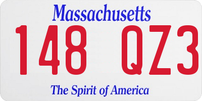 MA license plate 148QZ3