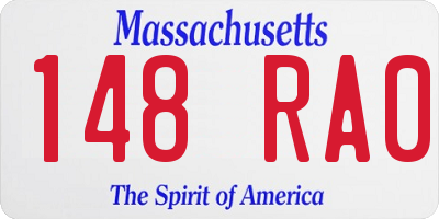 MA license plate 148RA0