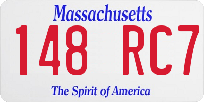 MA license plate 148RC7