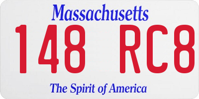 MA license plate 148RC8