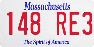 MA license plate 148RE3