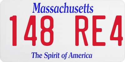 MA license plate 148RE4