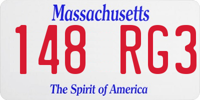 MA license plate 148RG3