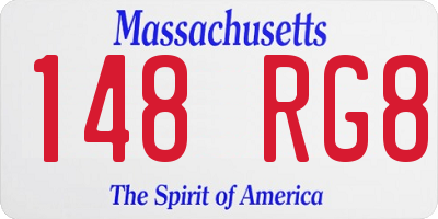 MA license plate 148RG8