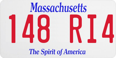 MA license plate 148RI4