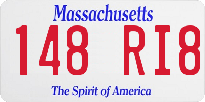 MA license plate 148RI8