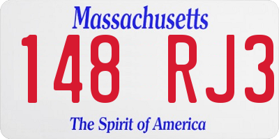 MA license plate 148RJ3