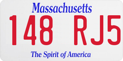 MA license plate 148RJ5