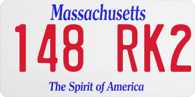 MA license plate 148RK2